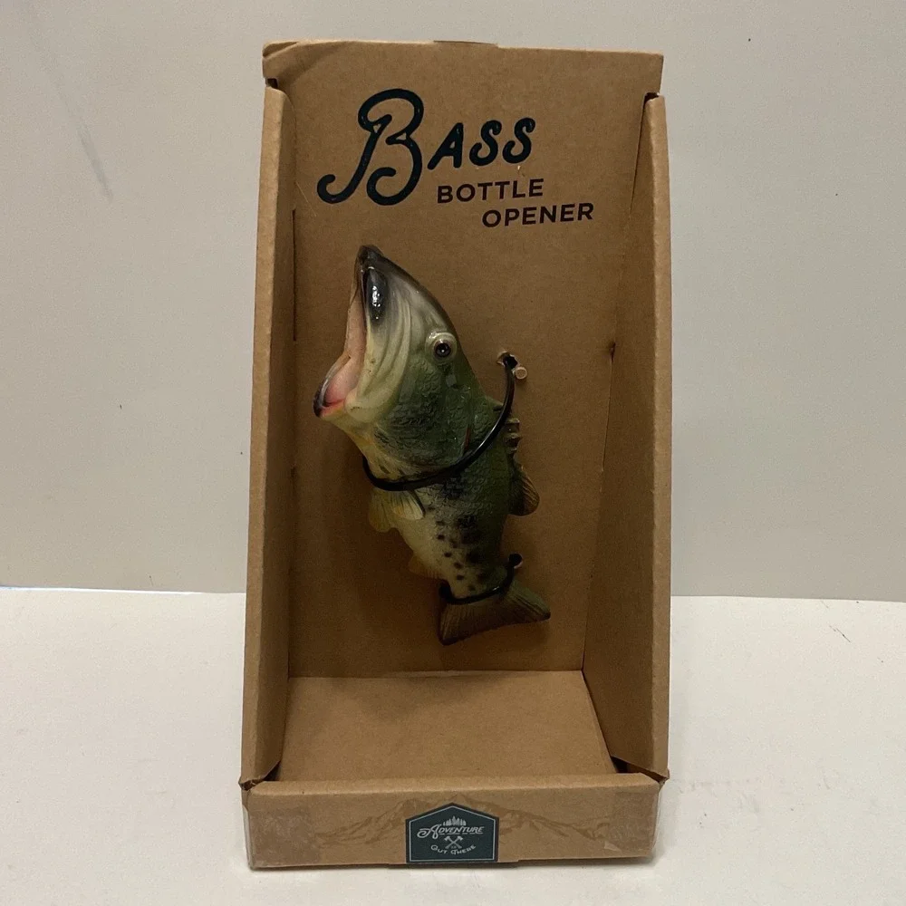 Adventure Is Out There Bass Bottle Opener Fishing Hand Painted Decorative Tool